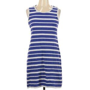 Max Studio Sz L Women’s Sleeveless Blue & White Stripe Sleeveless Cotton Dress